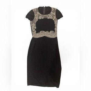Valentino Black Wool Knit Lace Dress